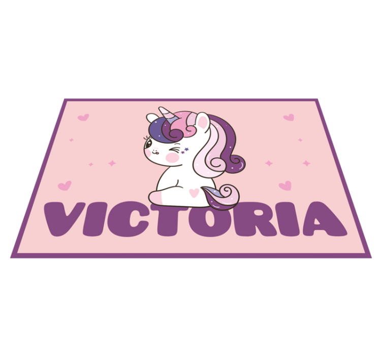Alfombra vinílica infantil unicornio con nombre - TenVinilo