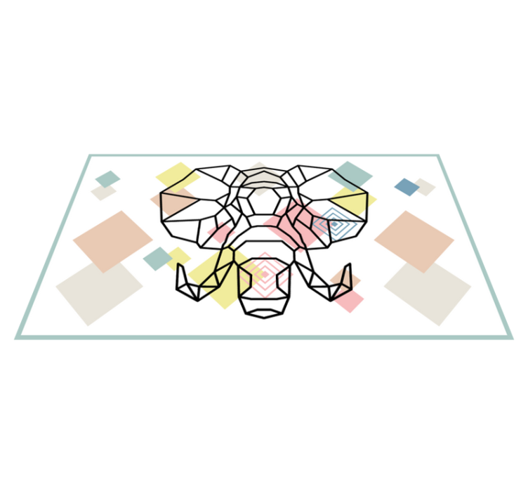 Alfombra vinílica moderna cabeza de elefante de origiami - TenVinilo