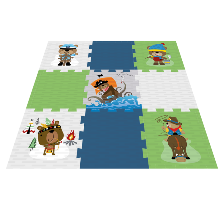 Alfombra vinílica infantil linda aventura del oso - TenVinilo
