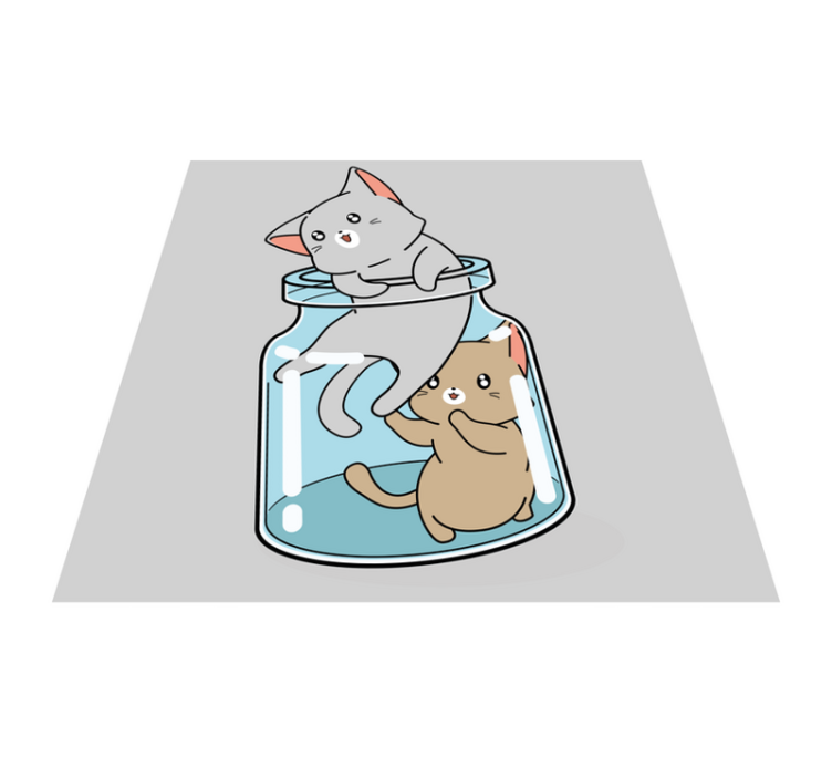 Alfombra vinílica animales lindo tarro de gatos - TenVinilo