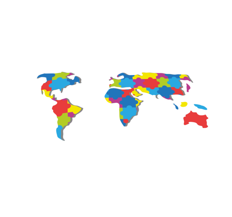 Alfombra vinílica mapamundi diseño colorido mundial - TenVinilo