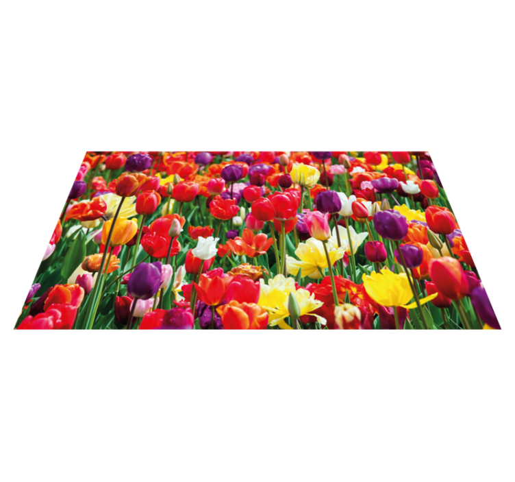 Alfombra vinílica flores arreglo de tulipanes vibrantes - TenVinilo