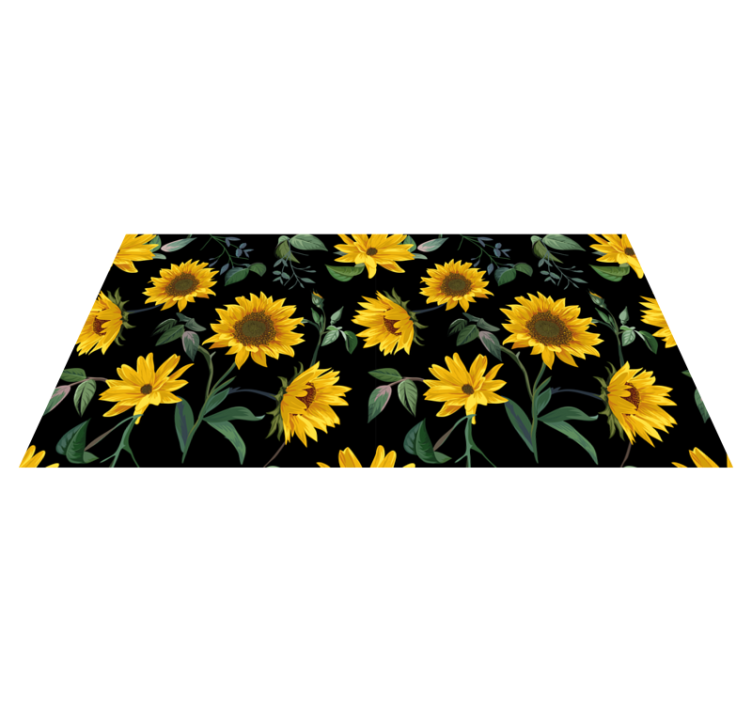Alfombra vinílica flores patrón floral de girasol - TenVinilo