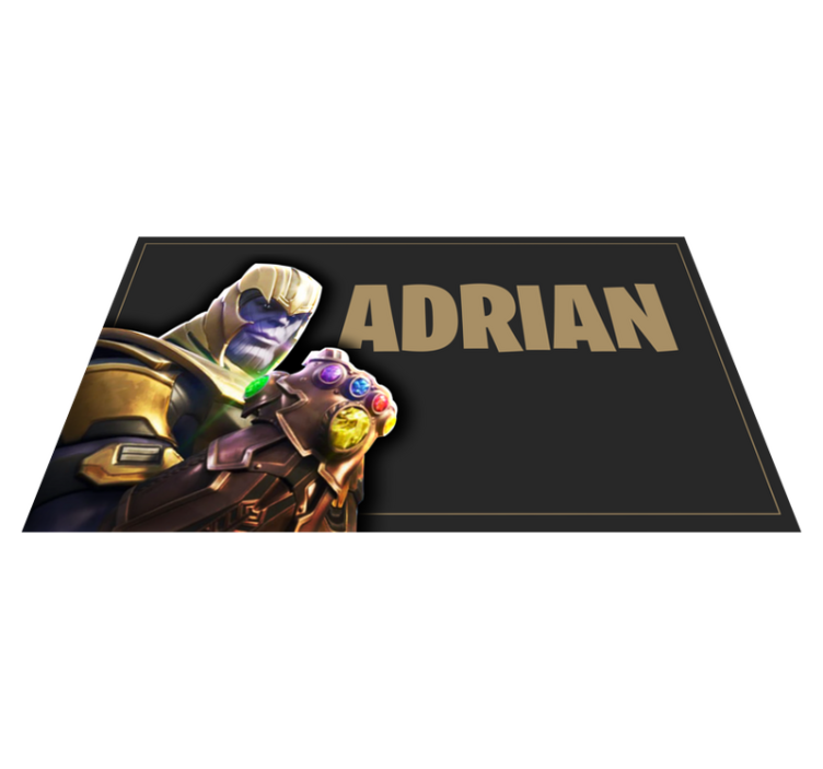 Alfombra vinílica juvenil personaje de videojuego con nombre - TenVinilo