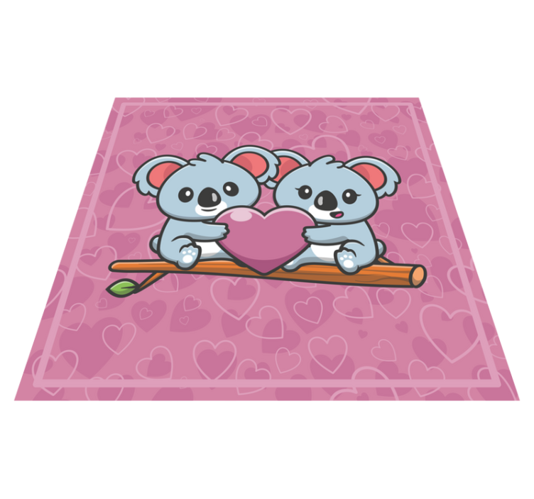Alfombra vinílica infantil corazón de amor de koala - TenVinilo
