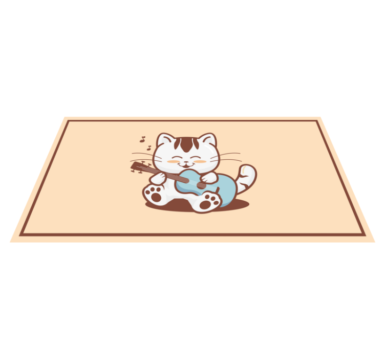 Alfombra vinílica animales gato músico feliz - TenVinilo