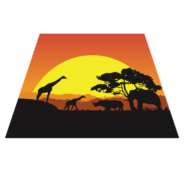 Alfombra vinílica animales escena de safari al atardecer - TenVinilo