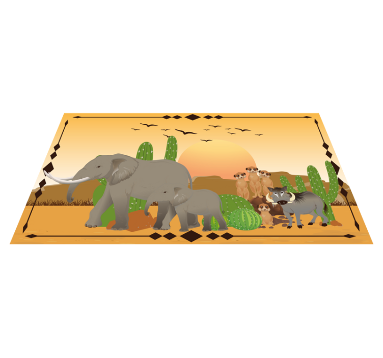 Alfombra vinílica naturaleza expedición elefante crepuscular - TenVinilo