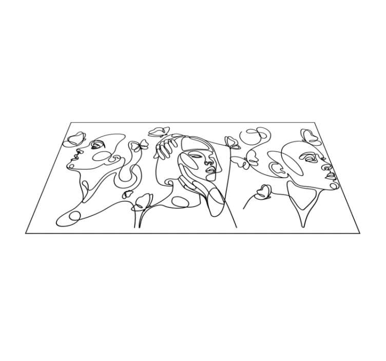 Alfombra vinílica moderna delinear caras de arte - TenVinilo