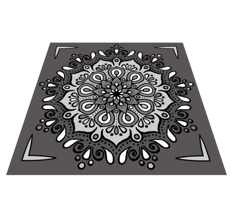 Alfombra vinílica mandala elegante motivo en gris - TenVinilo