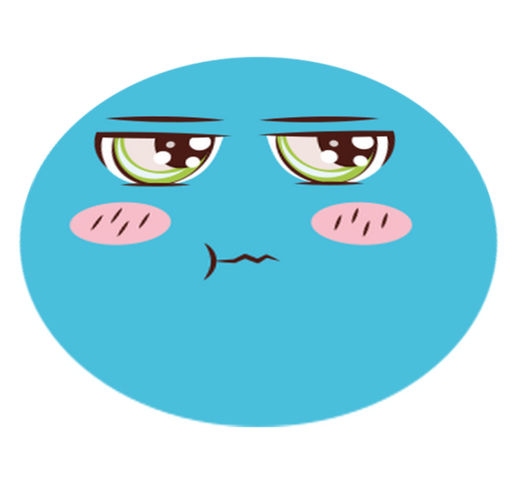 Alfombra vinílica redonda cara triste de caricatura - TenVinilo