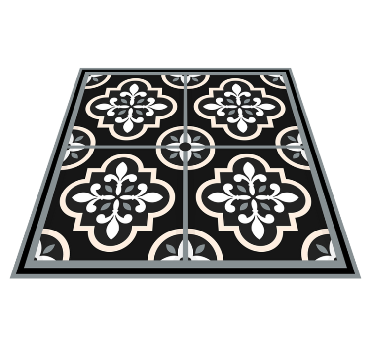 Alfombra hidráulica vinílica mosaico blanco y negro - TenVinilo