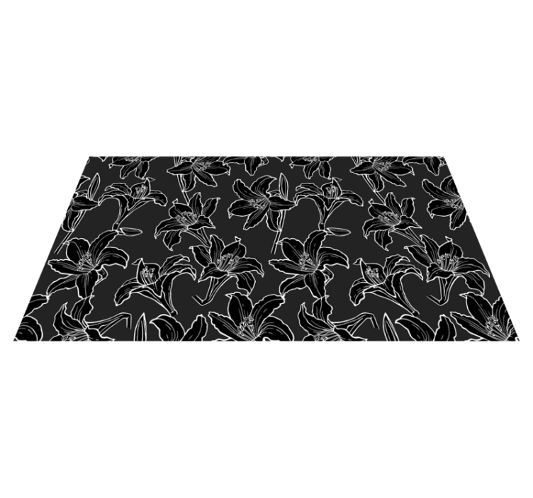 Alfombra vinílica flores arreglo floral negro - TenVinilo