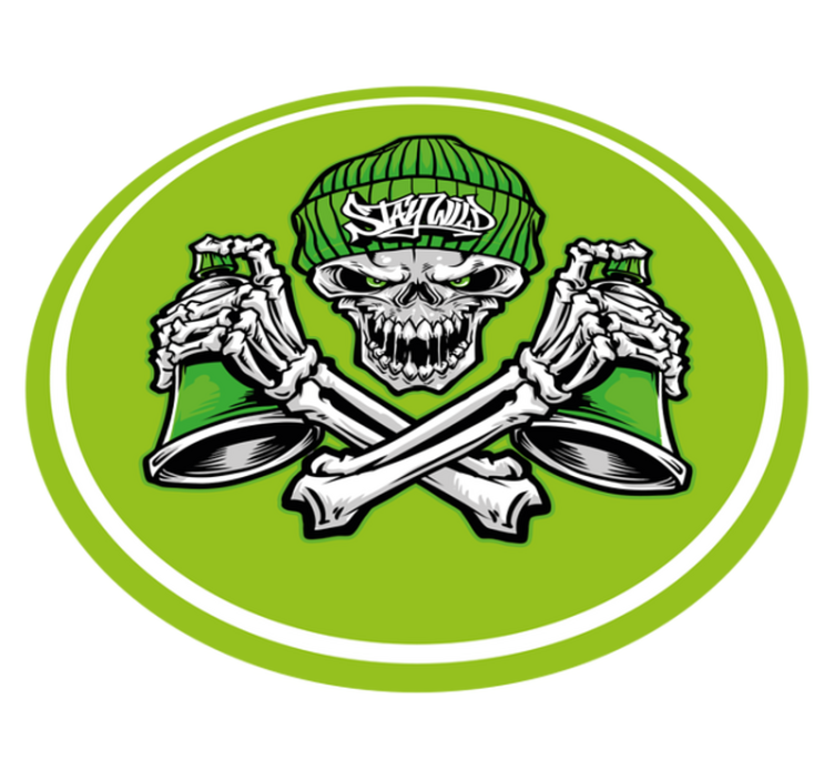 Alfombra vinílica redonda calavera y bebidas - TenVinilo