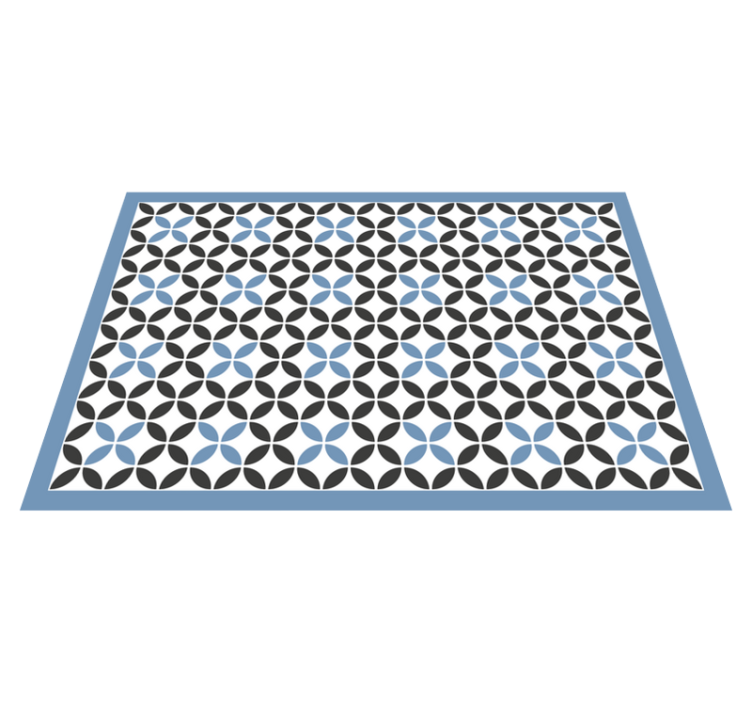 Alfombra vinílica geométrica patrón circular azul - TenVinilo