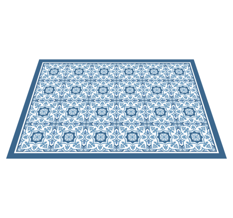 Alfombra hidráulica vinílica mosaico con estampado azul - TenVinilo