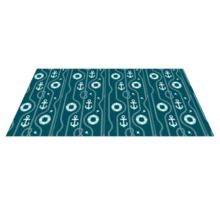 Alfombra vinilo baño ancla náutica azul - TenVinilo