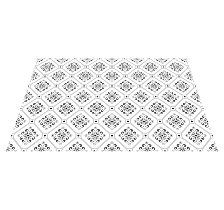 Alfombra hidráulica vinílica elegante blanco y negro - TenVinilo