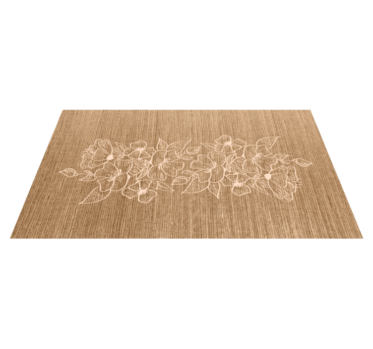 Alfombra vinílica entrada elegancia adornada con flores - TenVinilo