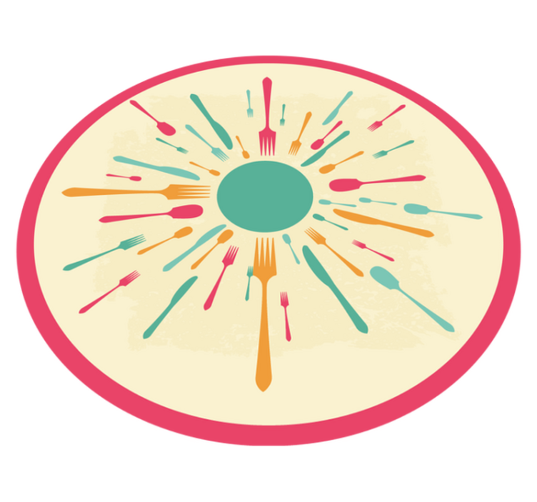 Alfombra vinilo cocina explosión de cubiertos coloridos - TenVinilo