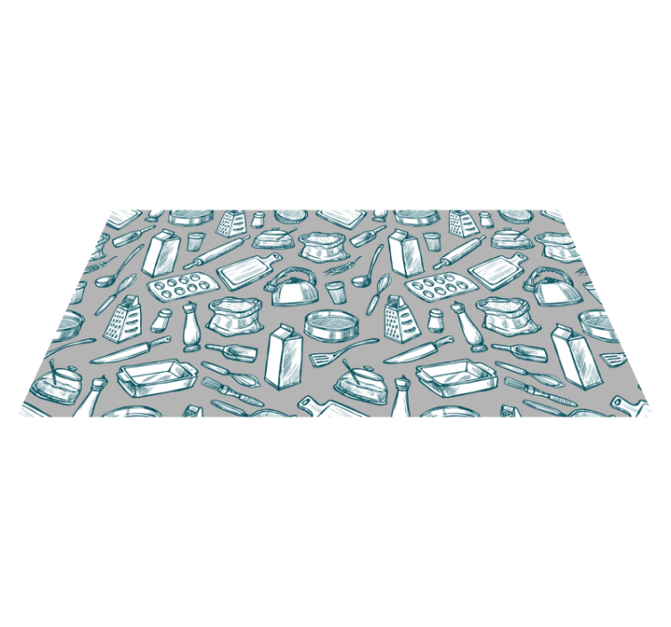 Alfombra vinilo cocina estampado utensilios de cocina - TenVinilo
