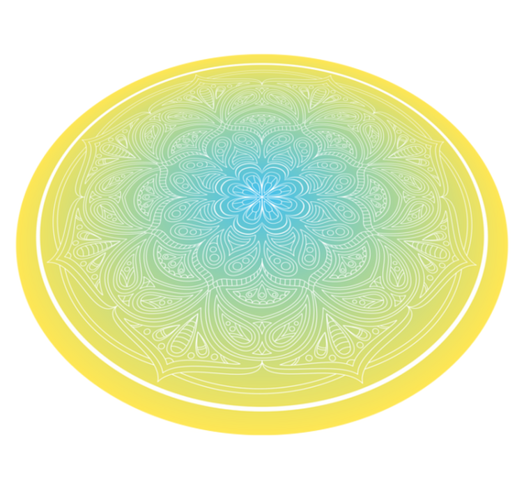 Alfombra vinílica mandala Patrón de mandala azul y amarillo - TenVinilo