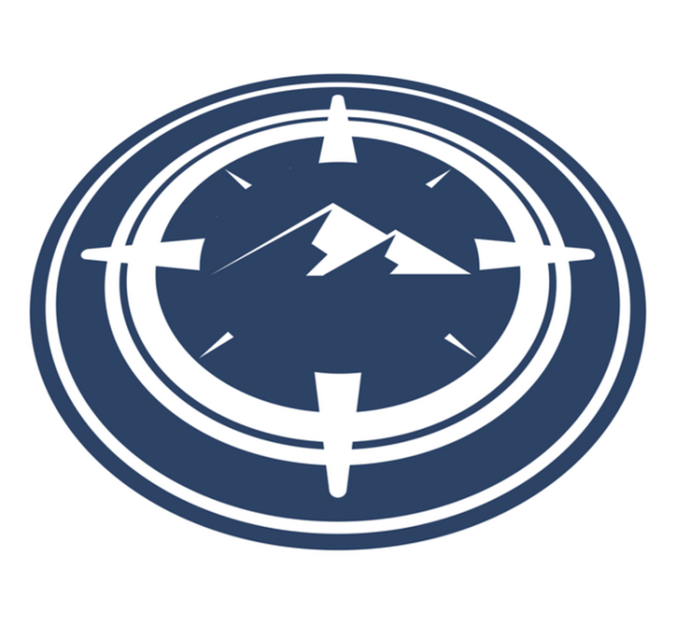 Alfombra vinílica redonda diseño de montaña con brújula - TenVinilo