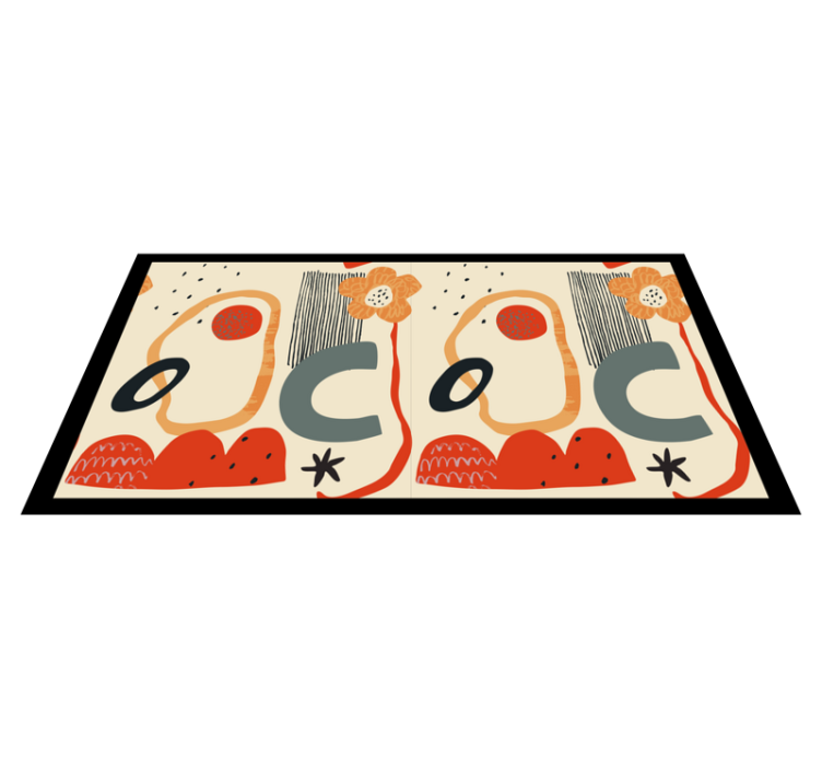 Alfombra vinílica moderna elementos florales llamativos - TenVinilo