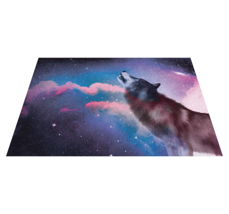 Alfombra vinílica animales aullido de lobo cósmico - TenVinilo