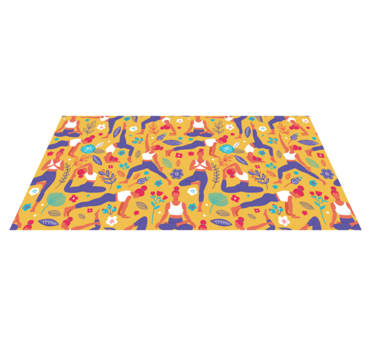 Alfombra vinílica juvenil motivos de yoga vibrantes - TenVinilo