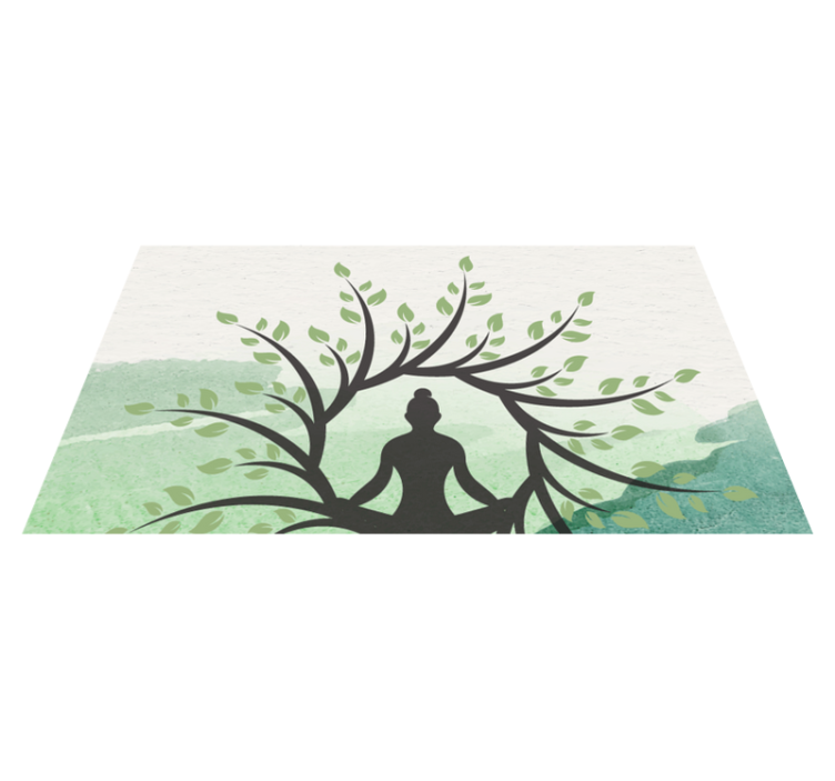 Alfombra vinílica mandala Pose de árbol de yoga - TenVinilo