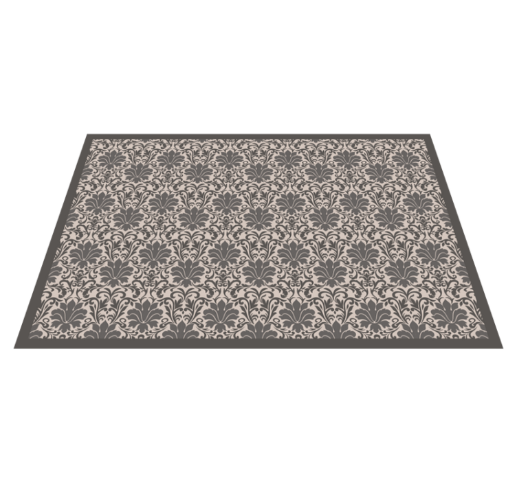 Alfombra pvc cocina vintage estilo victoriano gris y crema - TenVinilo
