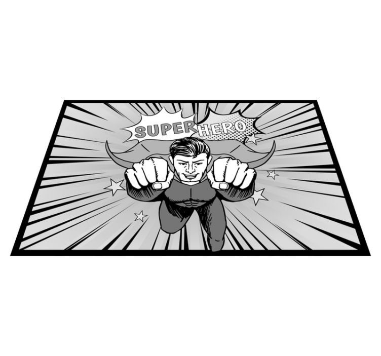 Alfombra vinilo infantil gráfico tipo cómic superhéroe - TenVinilo