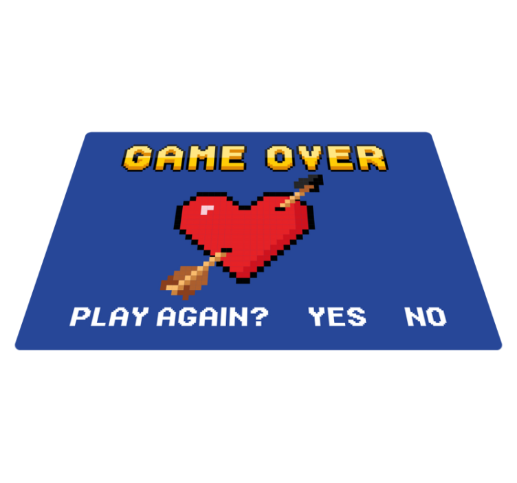 Alfombra vinílica frase corazón pixelado Game Over - TenVinilo