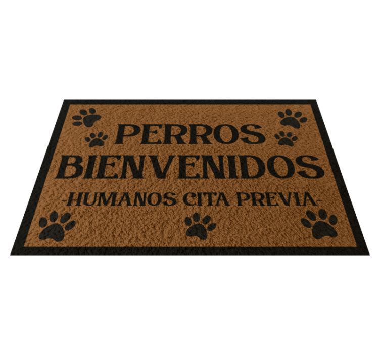 Alfombra vinílica entrada frase perros bienvenidos - TenVinilo