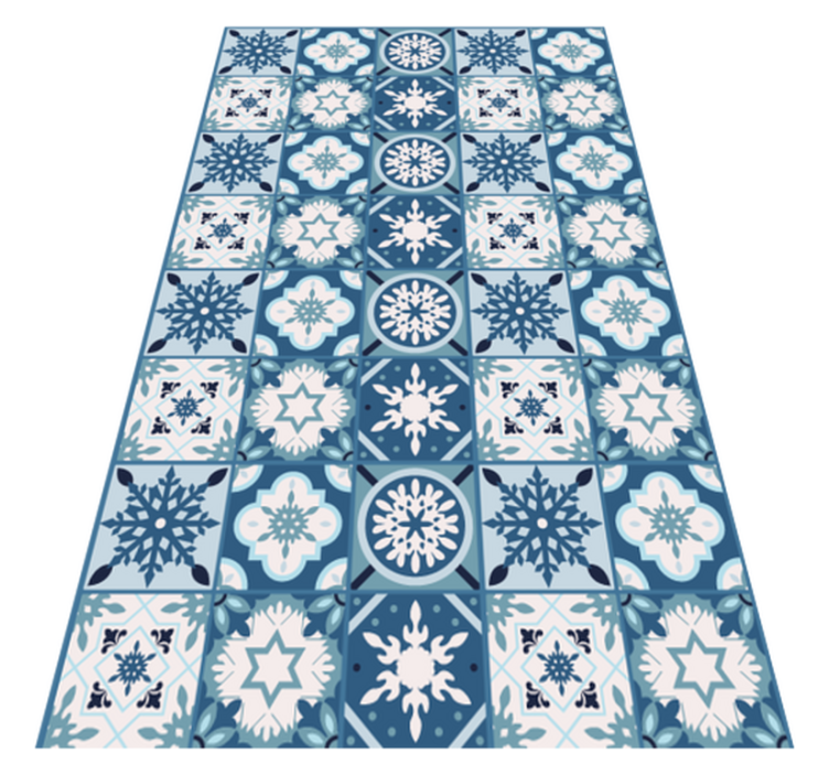 Alfombra vinilo navidad azulejos copos nieve - TenVinilo