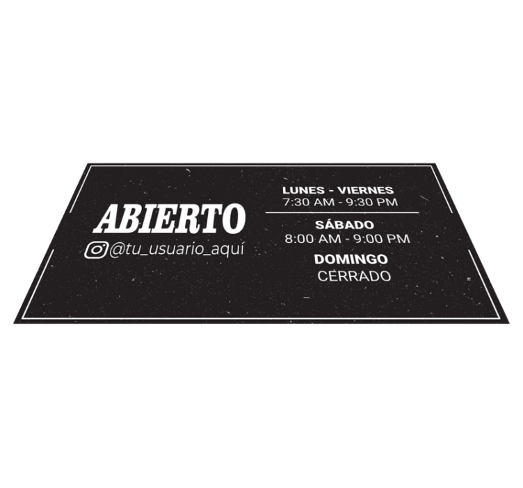 Alfombra vinílica tiendas horario e Instagram personalizado - TenVinilo