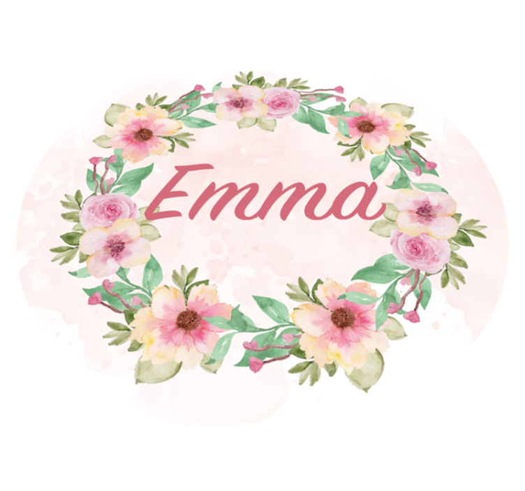 Alfombra vinílica flores corona con nombre - TenVinilo