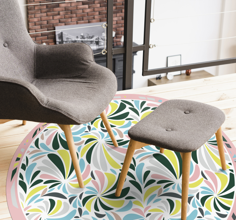 Alfombra vinílica bebé remolinos florales coloridos - TenVinilo