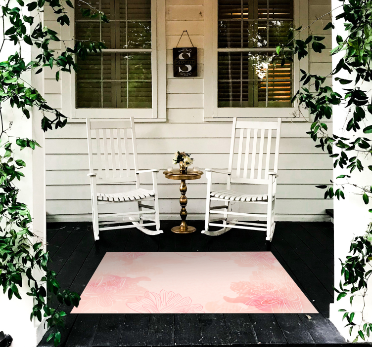 Alfombra vinílica rosa con flores de loto - TenVinilo