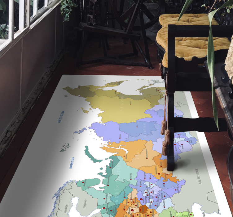 Alfombra vinílica mapamundi regiones rusas - TenVinilo