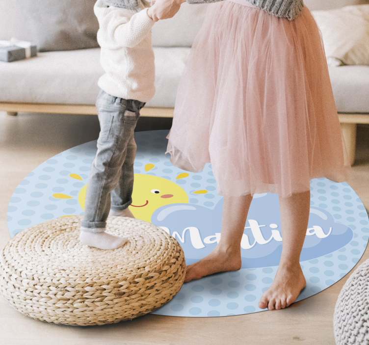 Alfombra vinílica infantil sol y nube con nombre - TenVinilo