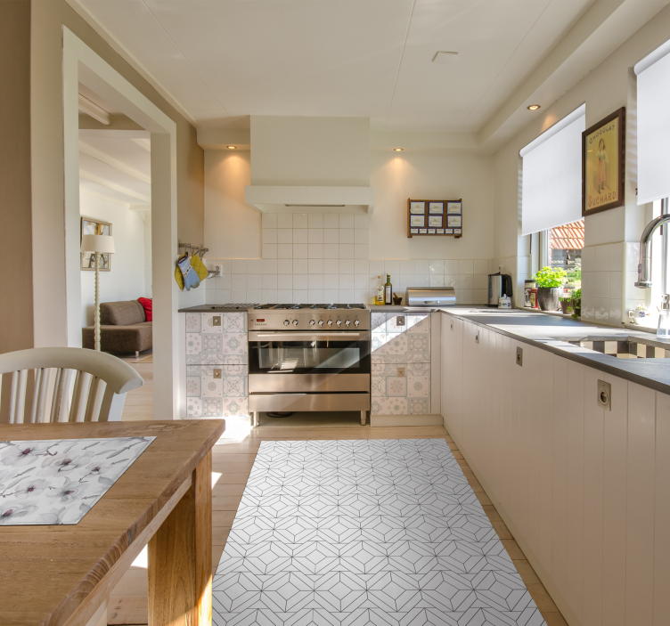 Alfombra vinilo salón nórdica japandi geométrica - TenVinilo