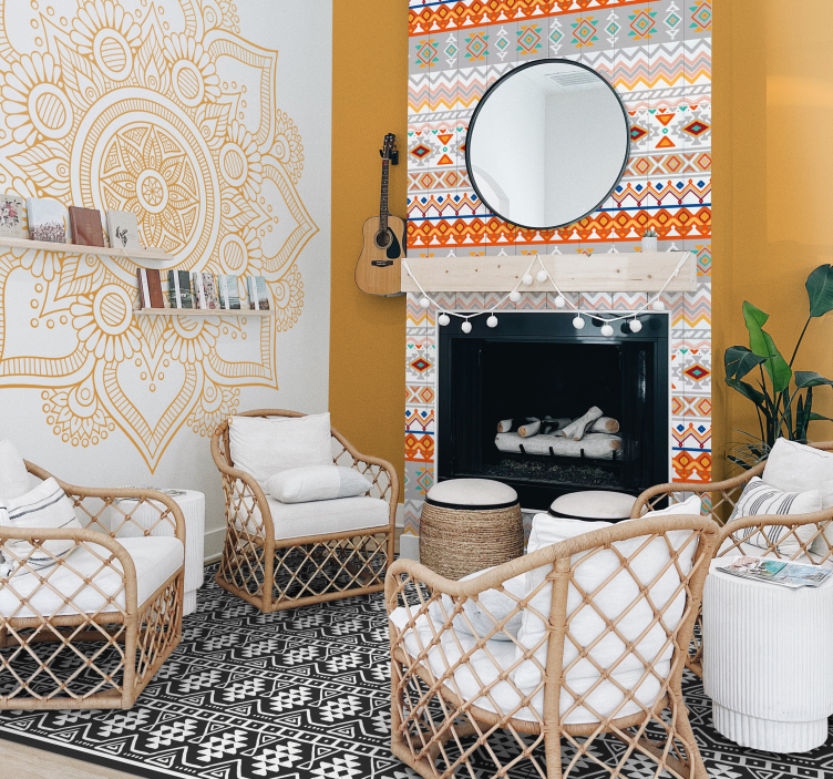 Alfombra de vinilo étnica patrón bohemio - TenVinilo