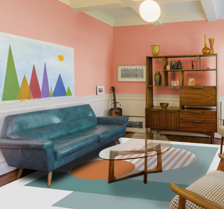 Alfombra vinílica moderna círculos geométricos soleados - TenVinilo