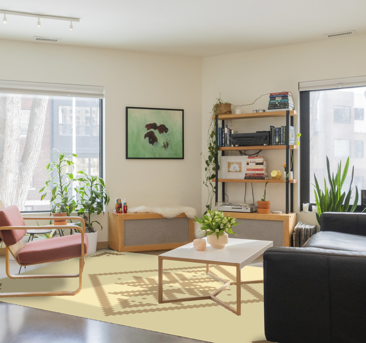 Alfombra vinilo salón elegante contraste geométrico - TenVinilo