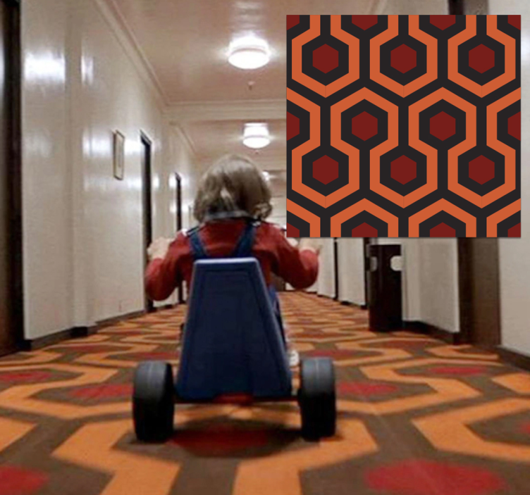 Alfombra vinilo pasillo geométrica colorida - TenVinilo