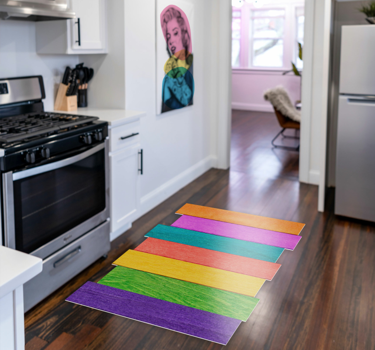 Alfombra vinílica madera tablones multicolor - TenVinilo