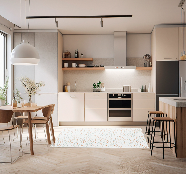 Alfombra vinilo cocina azulejos caramelo de terrazo - TenVinilo