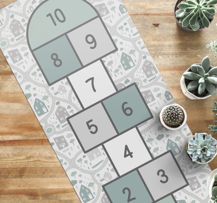 Alfombra vinílica infantil rayuela gris - TenVinilo